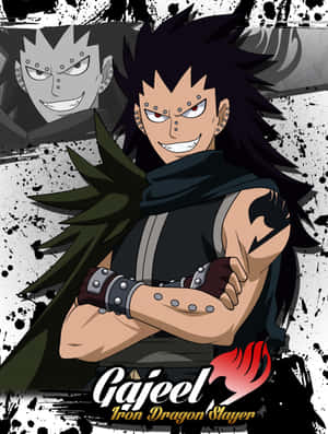動漫角色 Gajeel 交叉雙臂，露出自信的笑容。 — Galaxy Z TriFold 壁紙