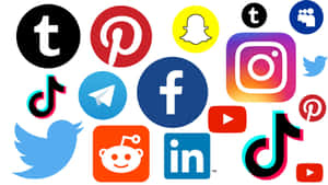 社交媒體平台標誌合集，包括 Facebook、Twitter、Instagram、TikTok 等。 — 電腦 GIF 壁紙