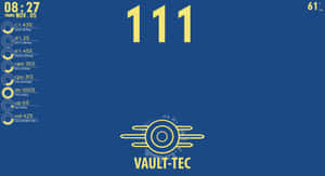 數碼顯示屏顯示Vault-Tec系統統計數據和大型黃色數字。 — Cia標誌 壁紙