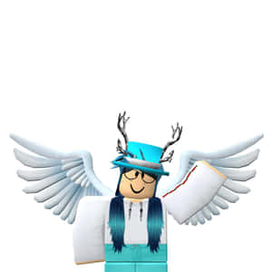 有翅膀和鹿角的 Roblox 角色手持一本書。 — 美學 Roblox 壁紙