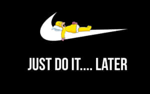 荷馬·辛普森在Nike勾勾內睡覺，並帶有文字just do it later。
