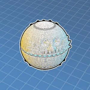 一個3D渲染的死星模型在藍色網格背景上。 — 死亡空間 壁紙