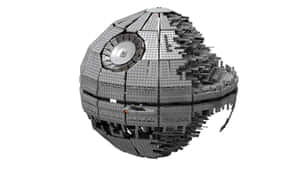 白色背景上可見凸點和鑲板的LEGO死星模型 — 星形 壁紙