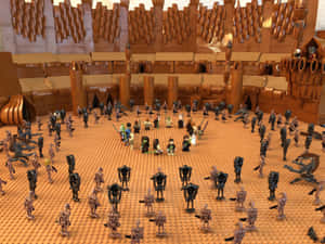 LEGO戰鬥場景，在堡壘競技場中有人仔和機械人