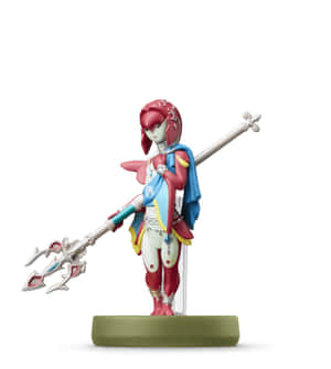 Amiibo 人偶，紅髮戰士手持三叉戟，披藍色斗篷。 — Honor Magic V 壁紙