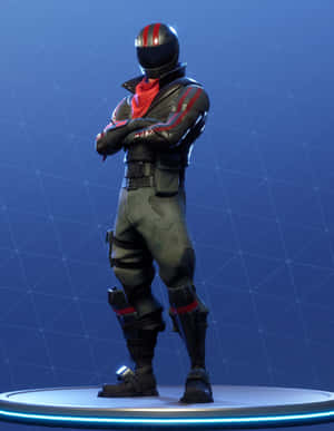 身穿戰術裝備的 Fortnite 角色，交叉雙臂站在發光平台上。 — Fortnite 造型 壁紙