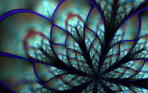 充滿活力的分形設計，帶有旋轉的藍色和紫色圖案。 — 抽象藝術 壁紙