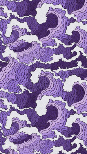 帶有白色輪廓和紋理背景的抽象紫色波浪圖案。 — 藝術 壁紙