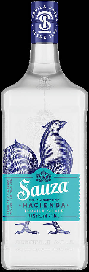 Sauza Hacienda Tequila Silver酒樽，帶有藍色公雞設計。 — 銀色 壁紙