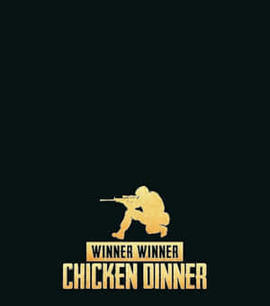 金色士兵剪影，黑色背景上寫有 winner winner chicken dinner 文字。 — Galaxy Z Flip 8 壁紙