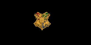 霍格華茲學校徽章，帶有四個學院標誌，黑色背景 — 霍格華茲 GIF 壁紙