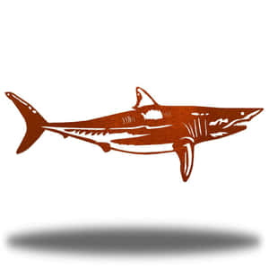 鏽色金屬鯊魚牆飾剪影帶陰影 — 鯊魚 GIF 壁紙