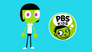 綠色卡通人物在藍色背景上與PBS Kids標誌相鄰 — 火影忍者海報 壁紙
