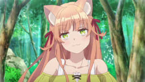 貓耳動漫女孩在森林中微笑 — 魔物獵人 壁紙