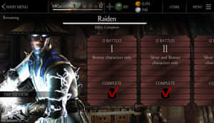 Mortal Kombat 角色雷電在遊戲選單畫面上帶有閃電效果。 — 真人快打11 壁紙