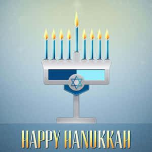 快樂的光明節 menorah，帶有點燃的蠟燭和大衛之星標誌。 — 聖誕燈飾 壁紙