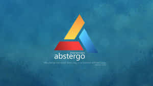 帶有標語的Abstergo Entertainment標誌，置於帶有紋理的藍色背景上。 — 三葉宗介 壁紙