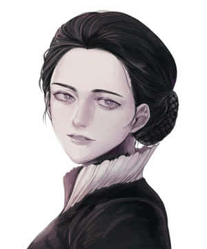 動漫風格的女性，深色頭髮、高領，側視。 — 愛麗絲夢遊仙境 壁紙