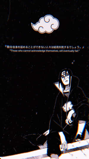 夜晚雲朵下帶有語錄的動漫角色 — 錢 壁紙