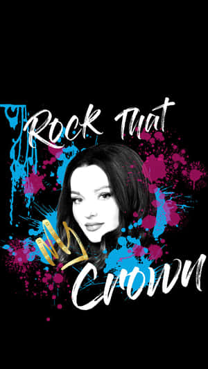 一個女性肖像，帶有藍色和粉紅色油漆飛濺以及「Rock That Crown」文字。 — 卡通網絡角色 壁紙