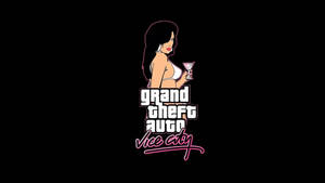Grand Theft Auto Vice City 標誌，配以一位身穿比基尼、手持馬提尼酒杯的女性。 — 火影忍者海報 壁紙