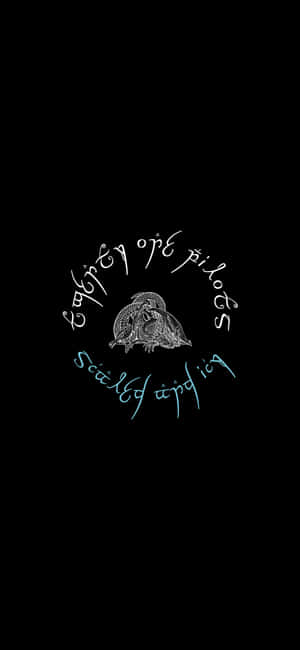 一個發光的白色龍標誌，帶有彎曲的腳本文字，位於黑色背景上。 — iPhone 16e 壁紙