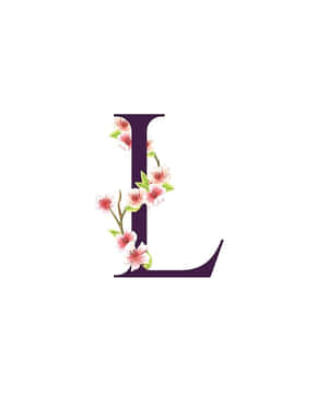 紫色字母L裝飾有粉紅色櫻花和綠色葉子。 — 抽象藝術 壁紙