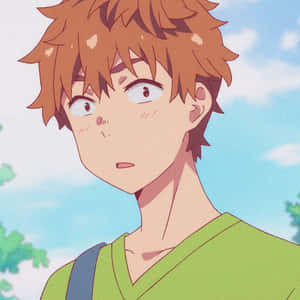 動漫男孩，棕色亂髮，綠色襯衫，在戶外驚訝地看著。 — 東京喰種角色 壁紙
