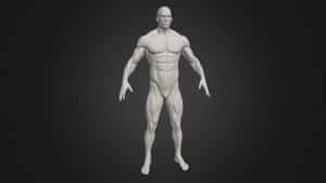 一個肌肉發達的3D渲染男性人物，以中性姿勢站立。 — 城市景觀 壁紙