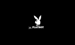 Playboy兔子標誌，配有蝴蝶結和文字，黑色背景 — Playboy GIF 壁紙