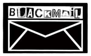 黑白圖形，上方有blackmail字樣，下方為風格化信封。 — 螢幕保護 壁紙