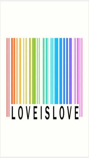 一個彩色條碼，下方重複出現 love 一詞。 — 愛就是愛 壁紙