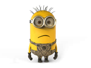 一個黃色卡通Minion，戴住護目鏡同迷彩工人褲，睇起嚟好傷心。 — 迷你兵團 壁紙