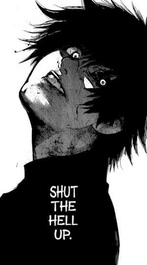 動漫角色尖叫，T恤上寫著 shut the hell up。 — 恐怖電影 壁紙