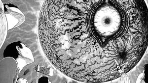 人們仰望一顆中心有眼睛的巨大行星。 — 漫畫 壁紙