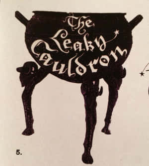 黑色大鍋標誌，白色草書文字寫著 The Leaky Cauldron。 — Honor Magic V Flip 2 壁紙