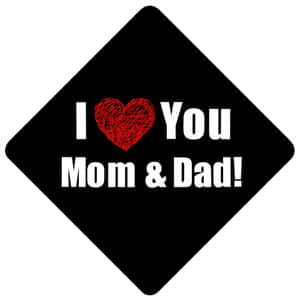 黑色鑽石形標誌，白色文字寫著 I love you Mom & Dad! — iPad Air 壁紙