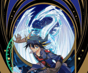 動漫男孩通過星際傳送門召喚宇宙龍。 — 幽遊白書 GIF 壁紙