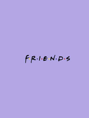 Friends 電視節目標誌喺薰衣草色背景上，字母之間有彩色圓點