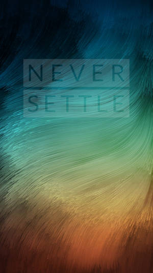 帶有 never settle 文字疊加的動態抽象漸變