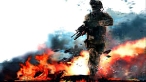 身穿戰鬥裝備的士兵穿過火與煙霧。 — 使命召喚黑色行動4 壁紙