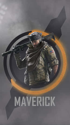 一名名叫 Maverick 的士兵手持步槍，身後有一個發光的橙色圓圈。 — 虹彩六號：圍攻行動 壁紙