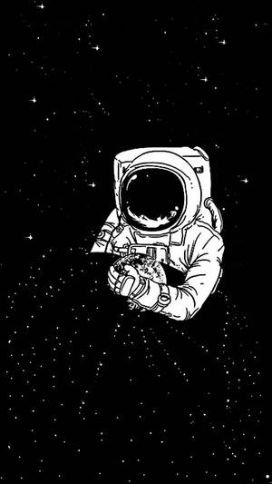 太空人捧著一顆小行星，背景是繁星點點的黑色太空。 — 星星 壁紙