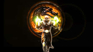Mortal Kombat 戰士，雙手發光，身後有龍 — 真人快打11 壁紙