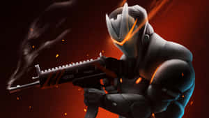 未來風格的裝甲戰士射擊步槍，伴有火花和發光的橙色點綴。 — Fortnite 造型 壁紙
