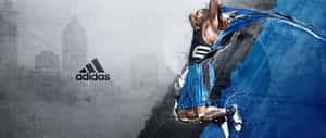 運動員在帶有Adidas品牌的都市環境中執行強力扣籃。 — 4K籃球壁紙