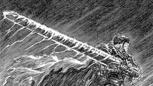 身穿盔甲的戰士在暴風雨中揮舞巨劍。 — 漫畫分鏡gif 壁紙