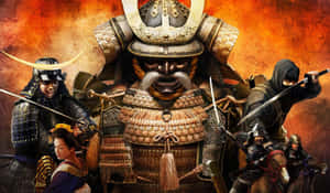 武士與忍者和騎兵在火熱的戰鬥場景中 — 武士 壁紙