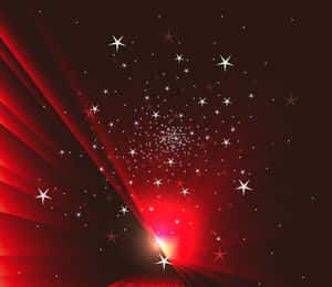 紅色宇宙爆發，帶有閃爍星星和光線，背景為黑暗。 — 星星 壁紙