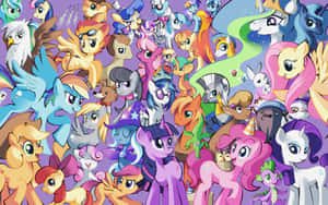 一組色彩繽紛嘅 My Little Pony 角色，以歡樂嘅卡通風格呈現。 — 馬 壁紙